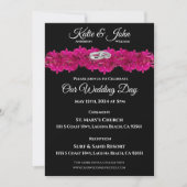 Bruiloft uitnodiging-Fuchsia orchideeën op zwart-w Kaart (Voorkant)