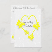 Bruiloft uitnodiging Gele Hart Vlinders (Voorkant / Achterkant)