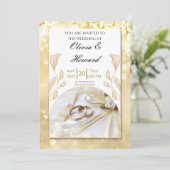 Bruiloft uitnodiging - goud (Staand voorkant)