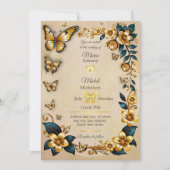 Bruiloft uitnodiging gouden vlinders (Voorkant)