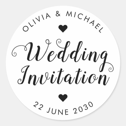 Bruiloft Uitnodiging Hart Script Stempel Zegel Lab (Voorkant)