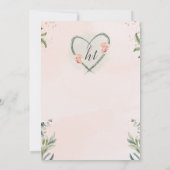 Bruiloft uitnodiging in salie en roze blush kleure (Achterkant)