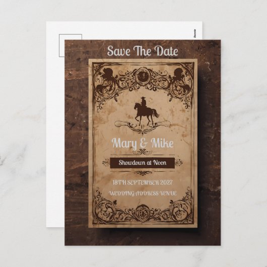 Bruiloft uitnodiging in Wild West stijl (Voorkant / Achterkant)