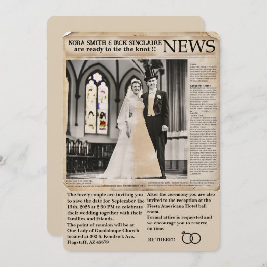 " BRUILOFT UITNODIGING KAART " (Voorkant / Achterkant)