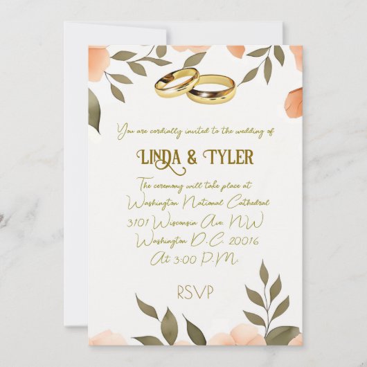 "BRUILOFT UITNODIGING" KAART (Voorkant)