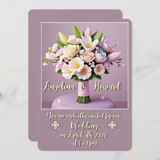 "BRUILOFT UITNODIGING" KAART (Voorkant / Achterkant)