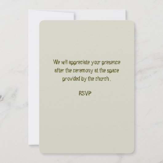 "BRUILOFT UITNODIGING" KAART (Achterkant)