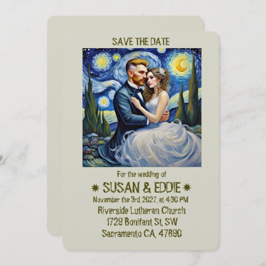 "BRUILOFT UITNODIGING" KAART (Voorkant / Achterkant)