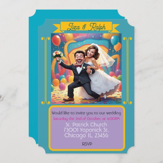 " BRUILOFT UITNODIGING KAART " (Voorkant / Achterkant)