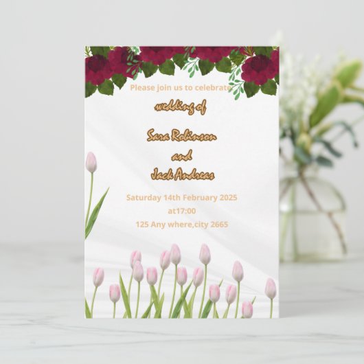 bruiloft uitnodiging kaart Grootte: 5 "x 7" (Staand voorkant)