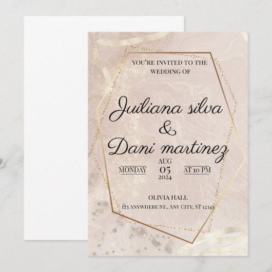 BRUILOFT UITNODIGING KAART ONTWERP (Voorkant / Achterkant)