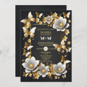 Bruiloft uitnodiging kaart vlinders (Voorkant / Achterkant)