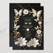 Bruiloft uitnodiging kaart vlinders (Voorkant / Achterkant)