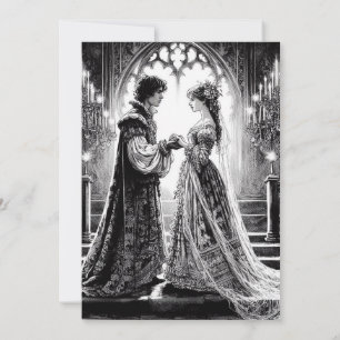 Bruiloft Uitnodiging Kaart - Zwart Wit Romeo Julie