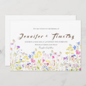 Bruiloft uitnodiging kleurrijke weide en vlinder (Voorkant / Achterkant)