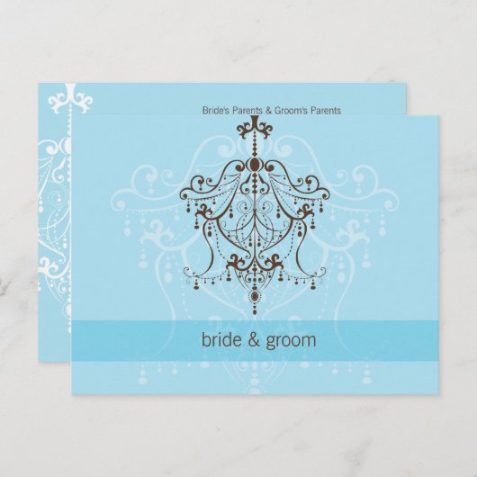 BRUILOFT UITNODIGING:: kroonluchter Briefkaart (Voorkant / Achterkant)