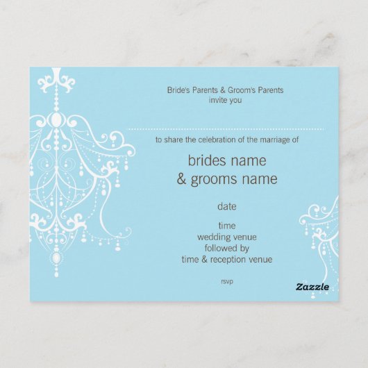 BRUILOFT UITNODIGING:: kroonluchter Briefkaart (Achterkant)