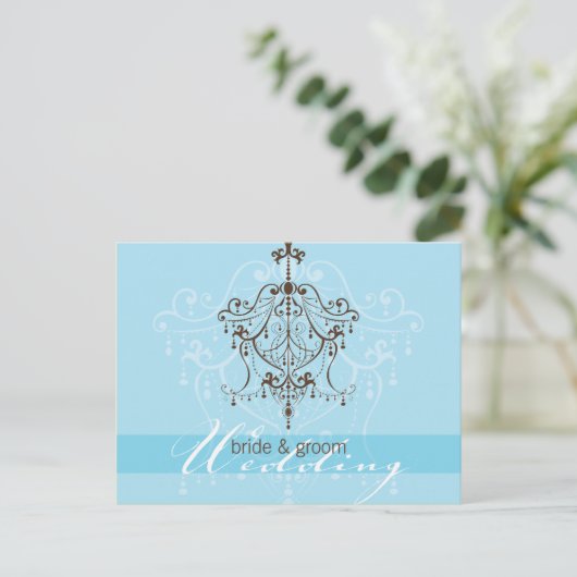 BRUILOFT UITNODIGING:: kroonluchter Briefkaart (Staand voorkant)