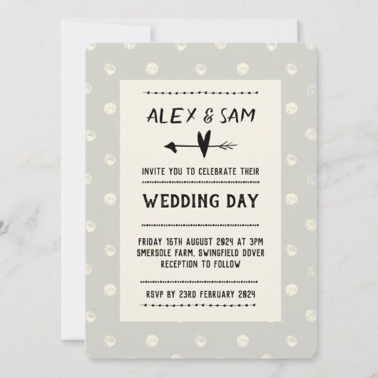 Bruiloft Uitnodiging leuk modern design (Voorkant)