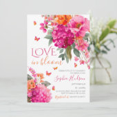 Bruiloft uitnodiging Love in Bloom, bloemige bruil (Staand voorkant)