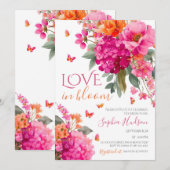 Bruiloft uitnodiging Love in Bloom, bloemige bruil (Voorkant / Achterkant)