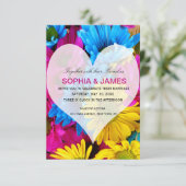 Bruiloft Uitnodiging madeliefjes kleurrijke bloem  (Staand voorkant)