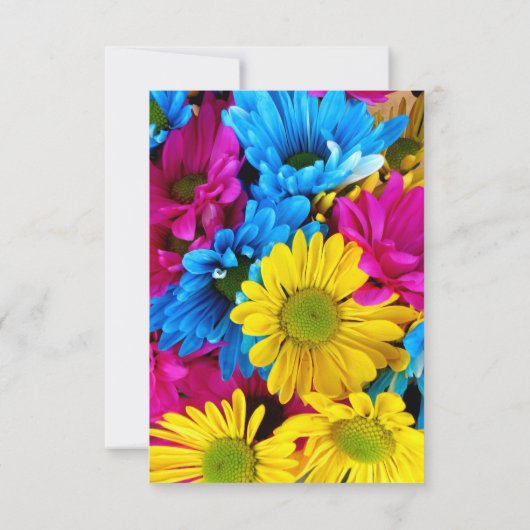 Bruiloft Uitnodiging madeliefjes kleurrijke bloem (Achterkant)