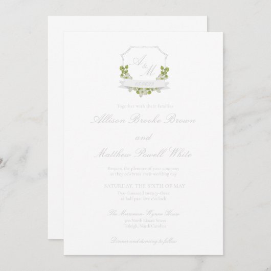 Bruiloft uitnodiging met kuif (Voorkant / Achterkant)