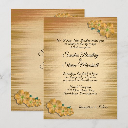 Bruiloft uitnodiging met landelijke bloemen (Voorkant / Achterkant)