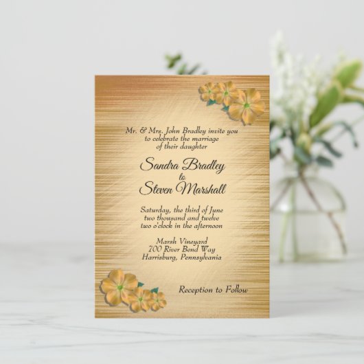 Bruiloft uitnodiging met landelijke bloemen (Staand voorkant)