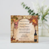 Bruiloft uitnodiging met landelijke wijn of wijnga (Staand voorkant)