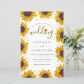 Bruiloft uitnodiging met landelijke zonnebloemen e (Staand voorkant)