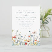 Bruiloft uitnodiging met levendige wilde bloemen (Staand voorkant)