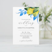 Bruiloft uitnodiging met QR Code Botanische Citroe (Staand voorkant)