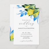 Bruiloft uitnodiging met QR Code Botanische Citroe (Voorkant / Achterkant)