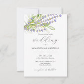 Bruiloft uitnodiging met QR Code Botanische Lavend (Voorkant)