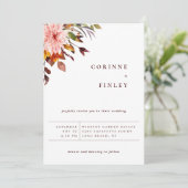 Bruiloft uitnodiging met rustieke herfstboeket (Staand voorkant)