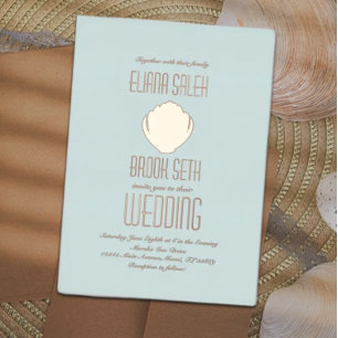 Bruiloft Uitnodiging met Schelp en Folie Stamping