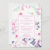 Bruiloft uitnodiging met speelse botanische illust (Voorkant)