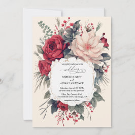 Bruiloft uitnodiging mooie bloemen rood blauw clas