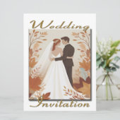 Bruiloft Uitnodiging paar in de bossen - Herfst (Staand voorkant)