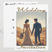 Bruiloft Uitnodiging paar in de zonsondergang (Voorkant / Achterkant)