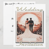 Bruiloft uitnodiging Paar kijken naar het landscha (Voorkant / Achterkant)