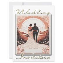 Bruiloft uitnodiging Paar kijken naar het landscha