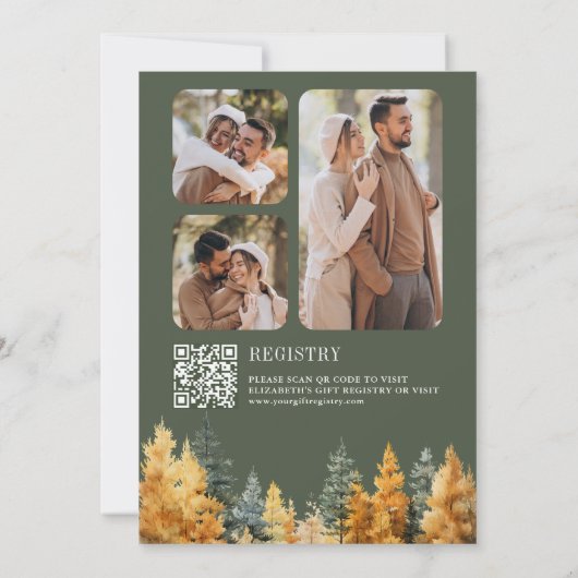 Bruiloft Uitnodiging QR Code Rustieke Herfst Bos F (Achterkant)
