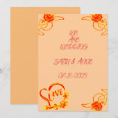 BRUILOFT UITNODIGING ROOS (Voorkant / Achterkant)