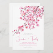 Bruiloft uitnodiging roze kersenbloesem (Voorkant / Achterkant)