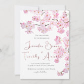 Bruiloft uitnodiging roze kersenbloesem 2024 (Voorkant)