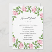 Bruiloft uitnodiging-roze rozen kaart (Voorkant)