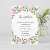 Bruiloft uitnodiging-roze rozen kaart (Staand voorkant)